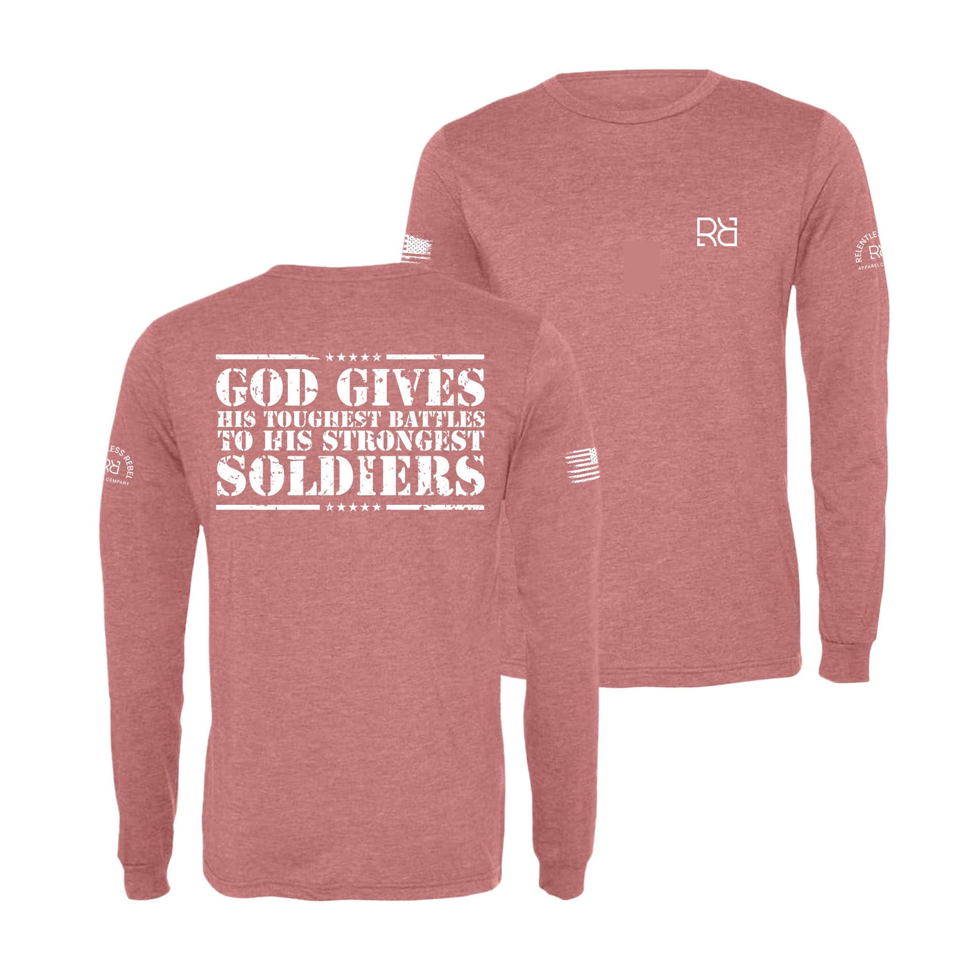 Mauve God Gives His Toughest Battles Men's Long Sleeve