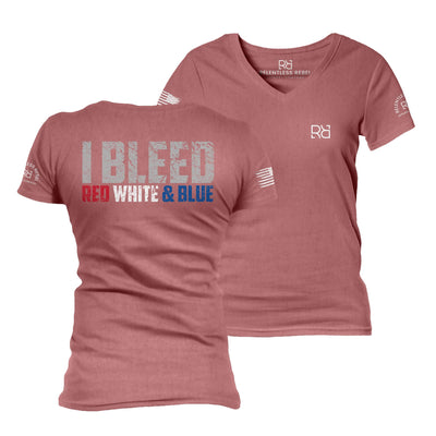 Mauve I Bleed Red White & Blue Women's V-Neck Tee