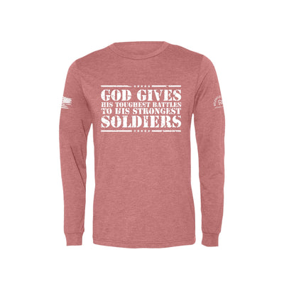 Mauve God Gives His Toughest Battles Men's Long Sleeve Tee