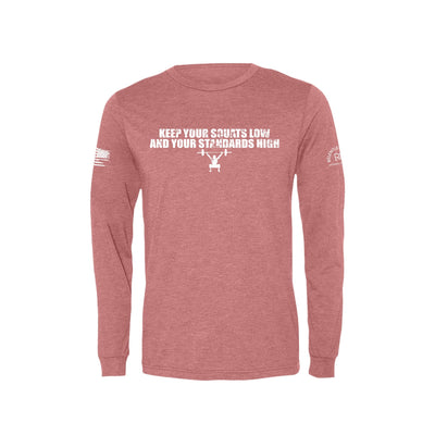 Mauve Keep Your Squats Low Men's Long Sleeve Tee