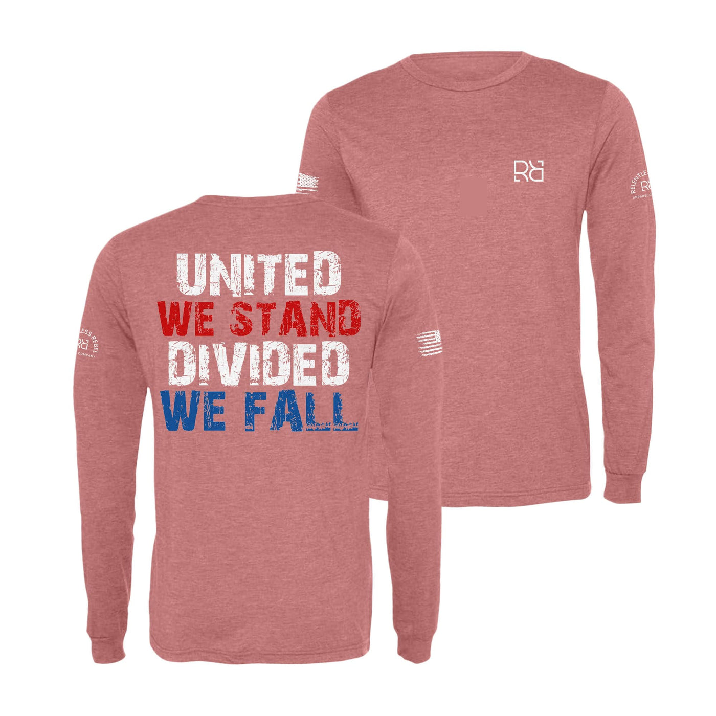 Mauve United We Stand Divided We Fall Men's Long Sleeve