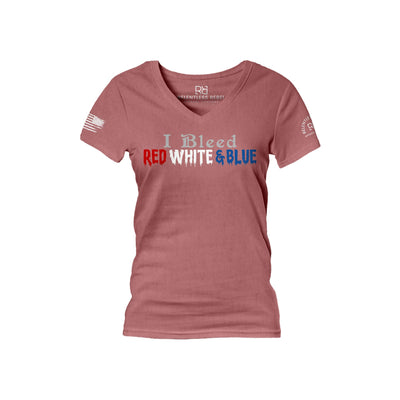 Mauve I Bleed Red White and Blue Women's V-Neck Tee