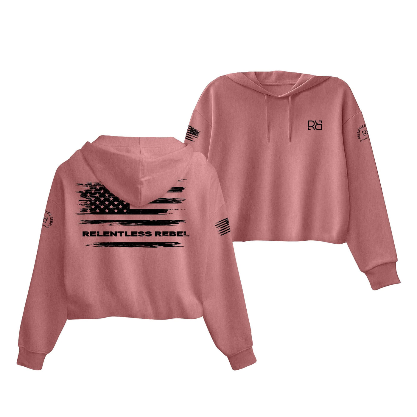 Mauve Relentless Rebel Flag Women's Cropped Hoodie