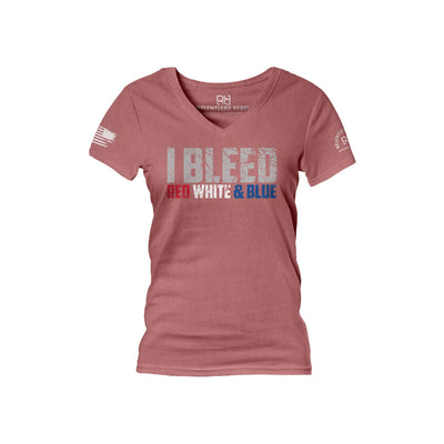 Mauve I Bleed Red White and Blue Women's V-Neck Tee