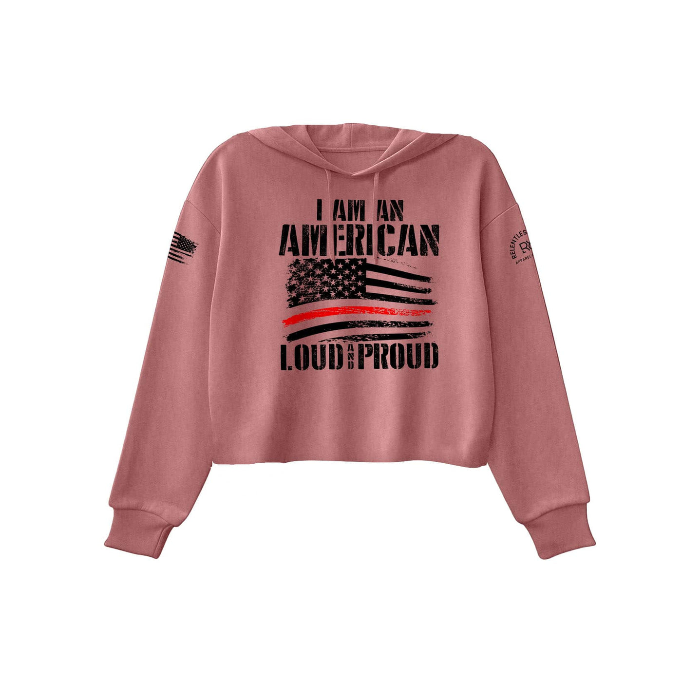 Mauve American Loud and Proud Women's Cropped Hoodie