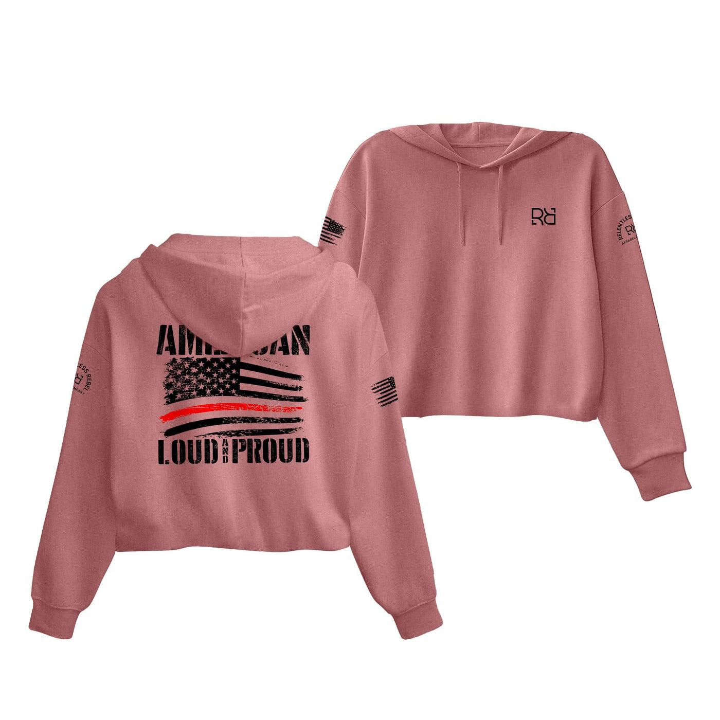 Mauve American Loud and Proud Women's Cropped Hoodie