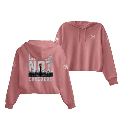 Mauve Chess Not Checkers Women's Cropped Hoodie