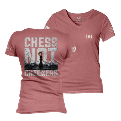 Mauve Chess Not Checkers Women's V-Neck Tee