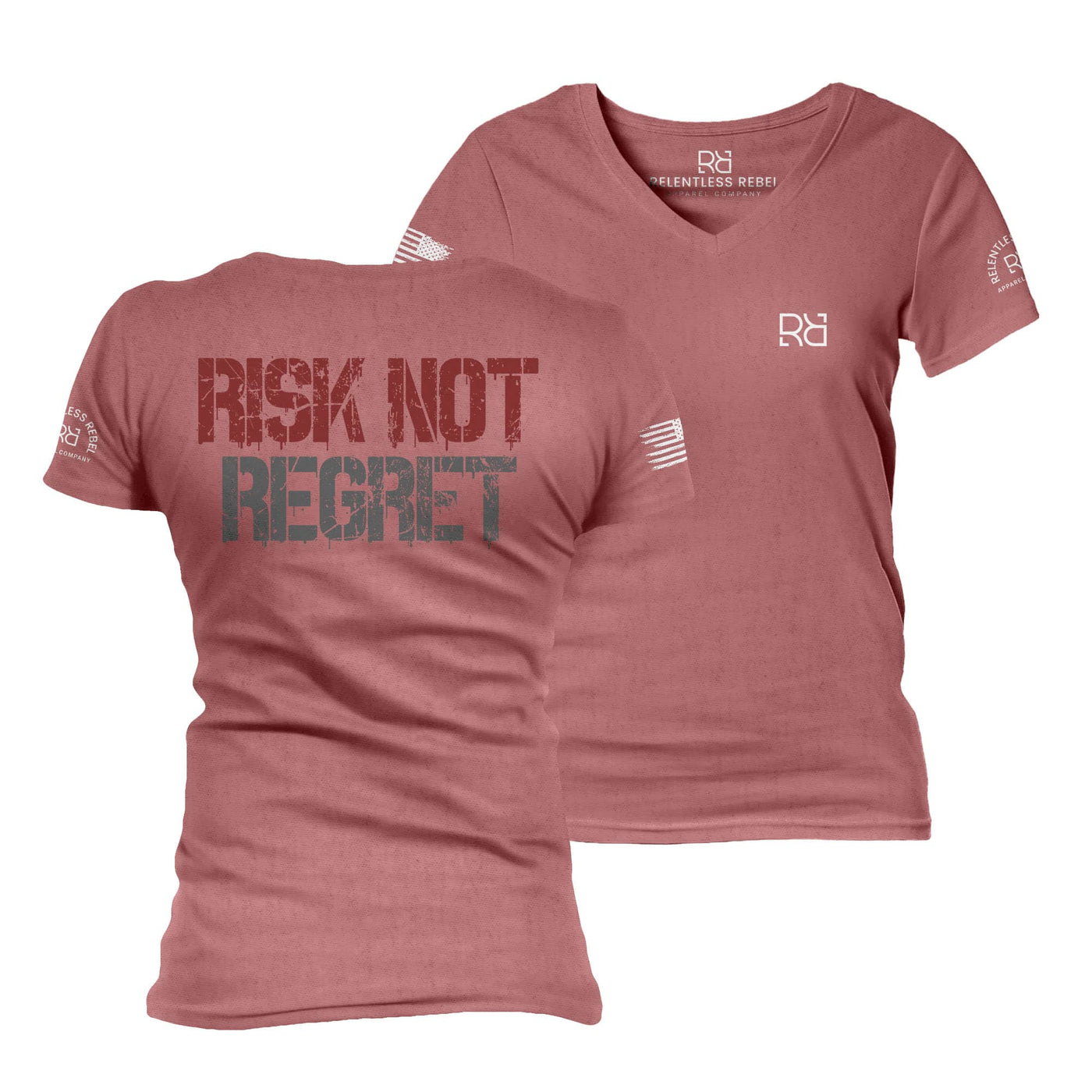 Mauve Risk Not Regret Women's V-Neck Tee