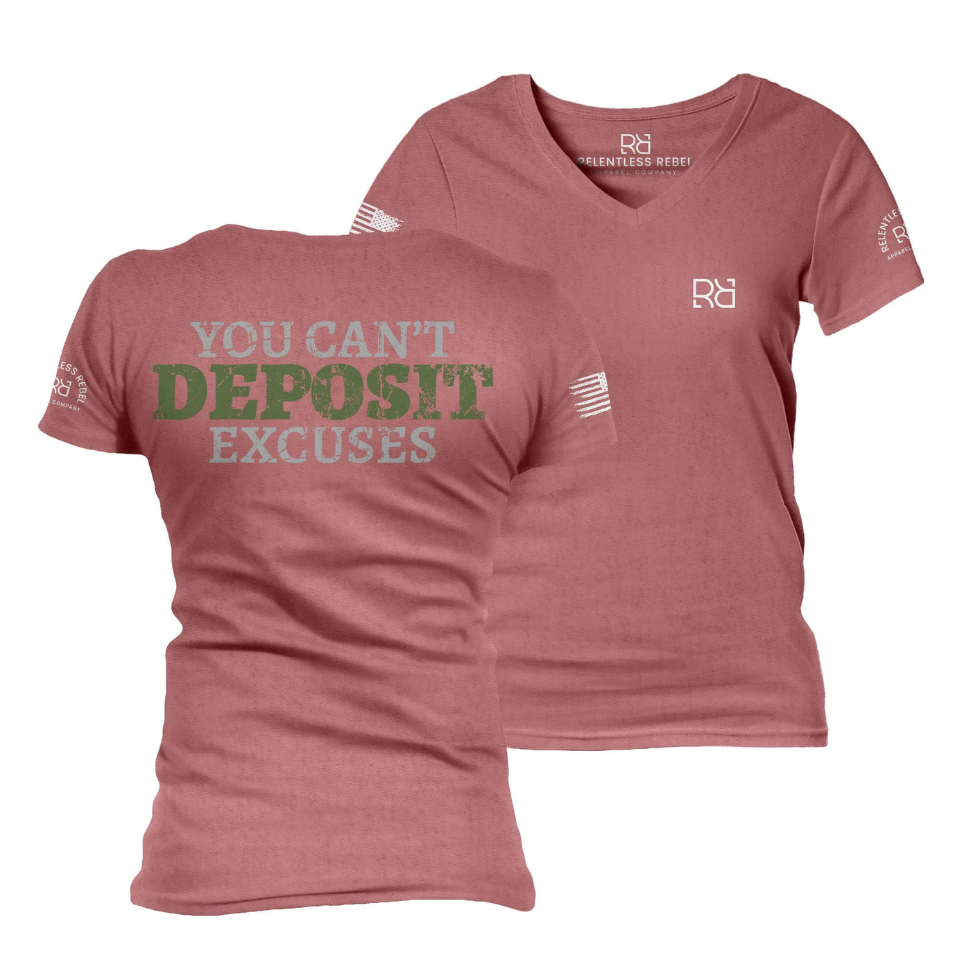 Mauve You Can't Deposit Excuses Women's V-Neck Tee