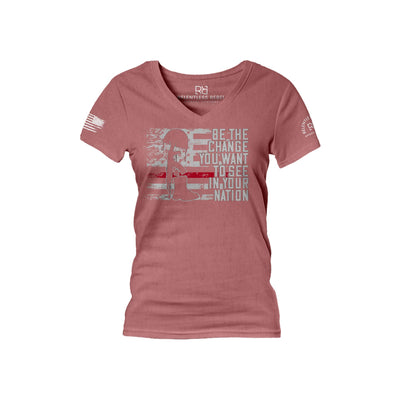 Military Be The Change Women's V-Neck Tee