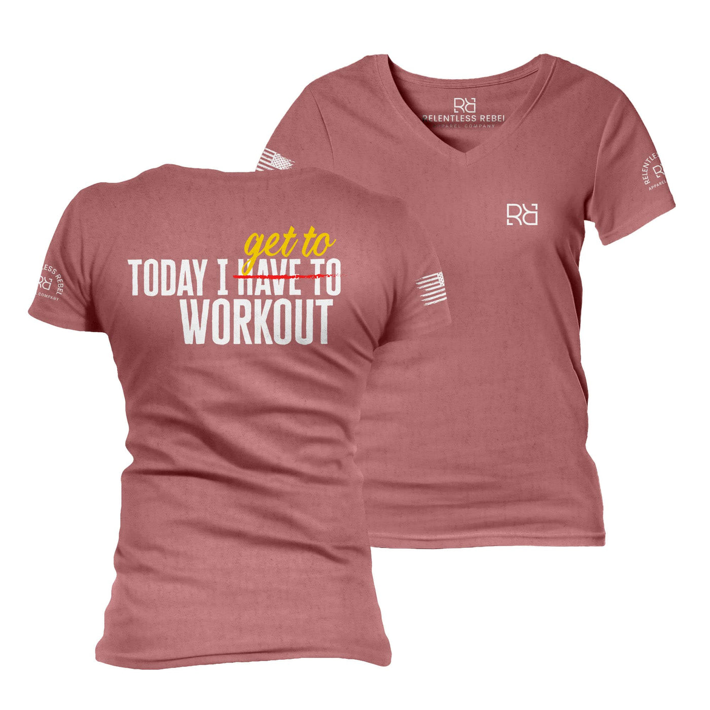 Mauve Today I Get to Work Out Women's V-Neck Tee