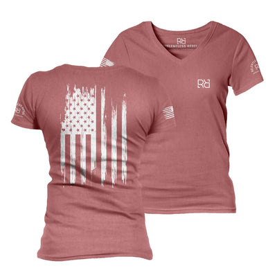 Mauve Rebel Patriot Flag Women's V-Neck Tee