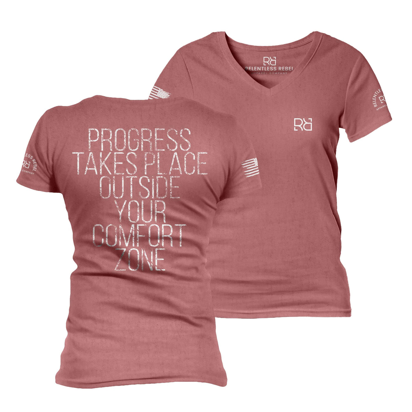 Mauve Progress Takes Place Women's V-Neck Tee