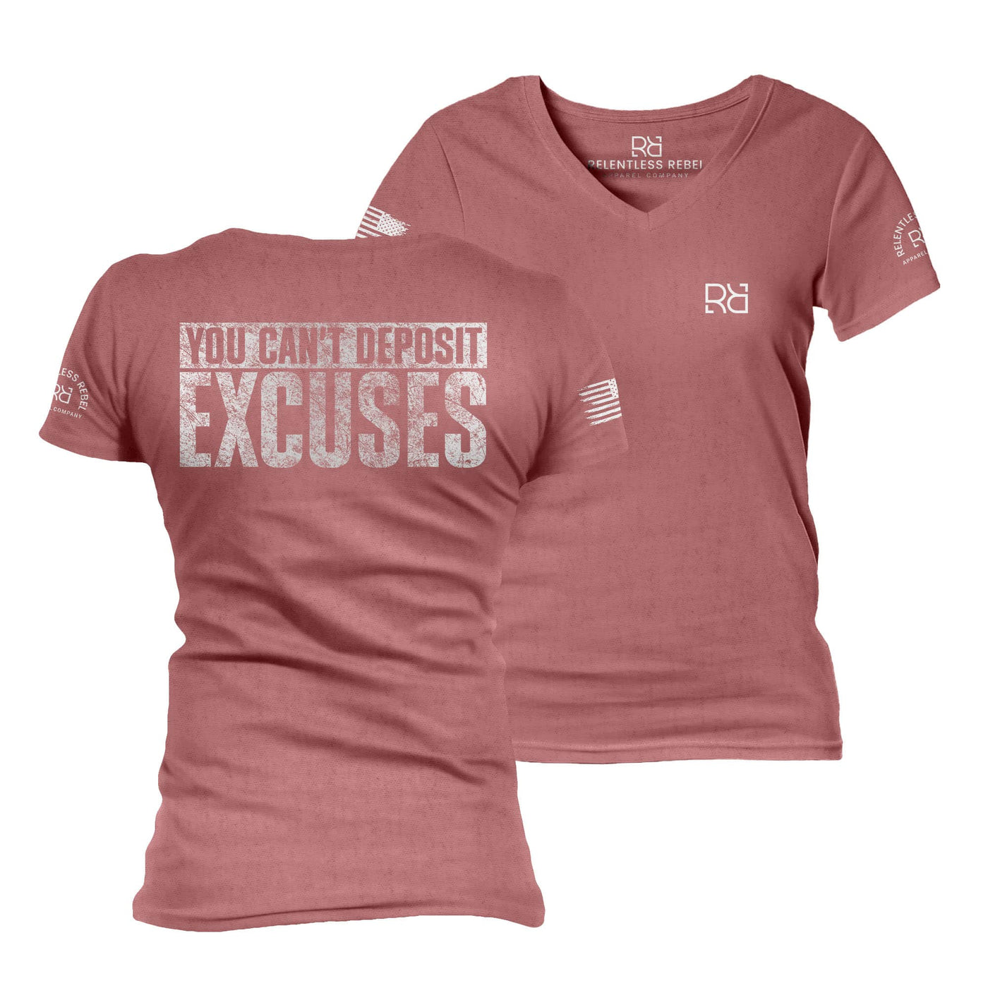 Mauve You Can't Deposit Excuses Women's V-Neck Tee