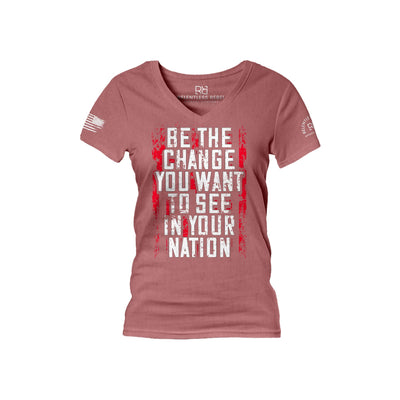 Mauve Be The Change Women's V-Neck Tee