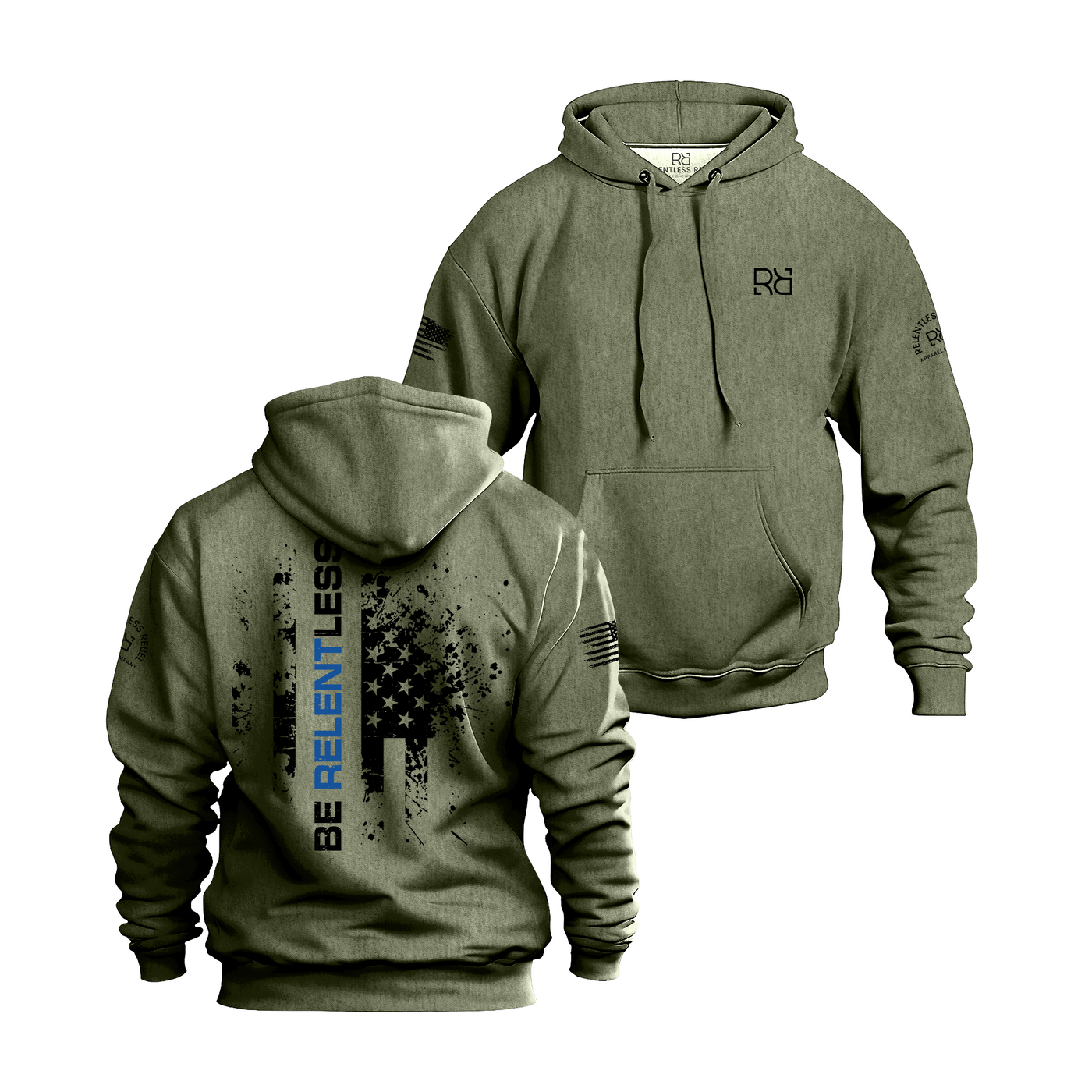 Military Green Be Relentless - Law Enforcement Edition Men's Hoodie