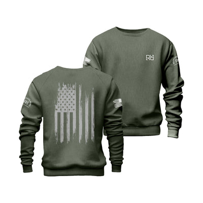 Military Green Rebel Patriot Flag Crew Neck Sweatshirt