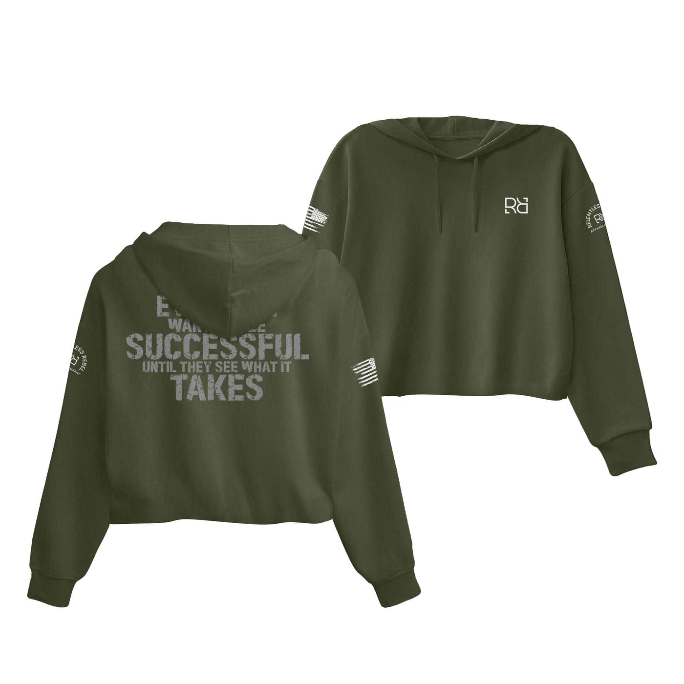 Military Green Everyone Wants to be Successful Women's Cropped Hoodie