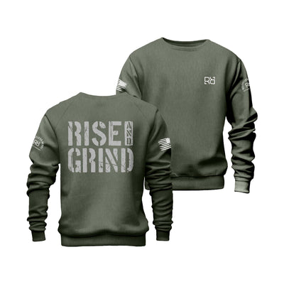 Military Green Rise and Grind Crew Neck Sweatshirt