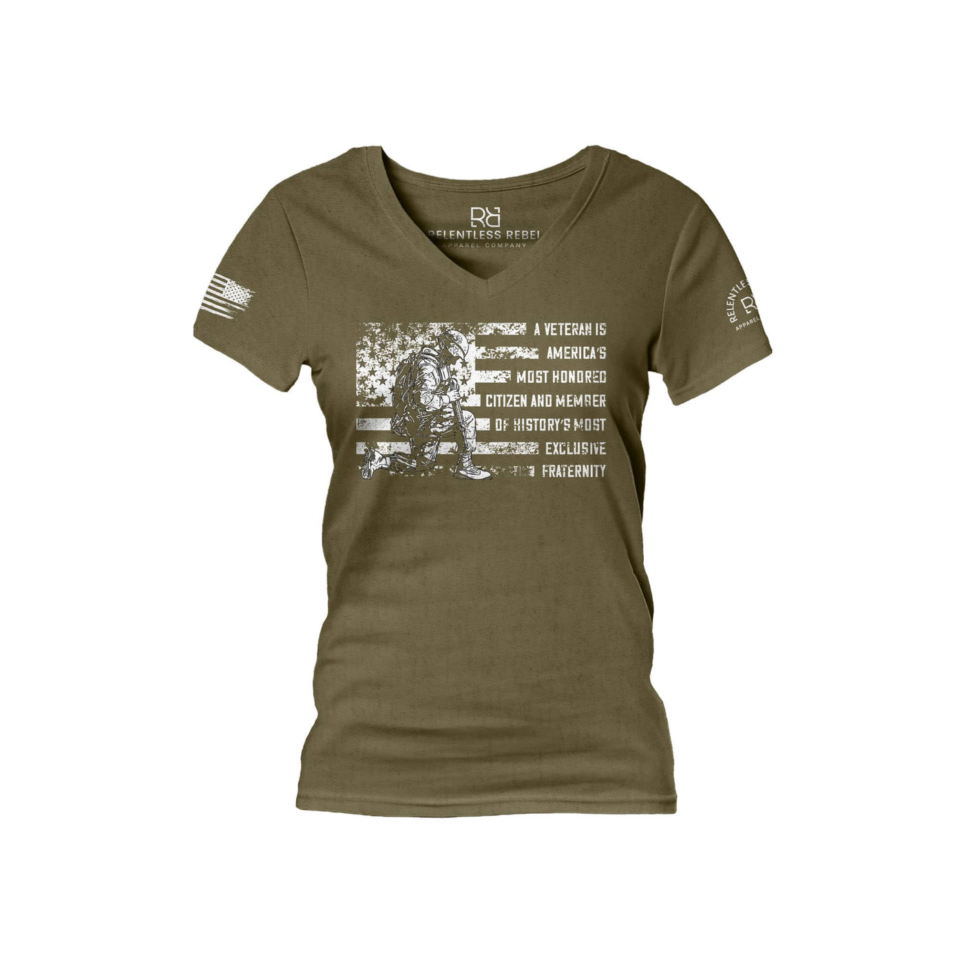 Military Green A Veteran... Women's V-Neck Tee