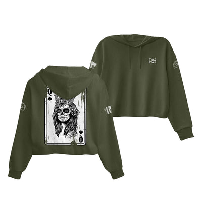 Military Green Rebel Queen Women's Cropped Hoodie