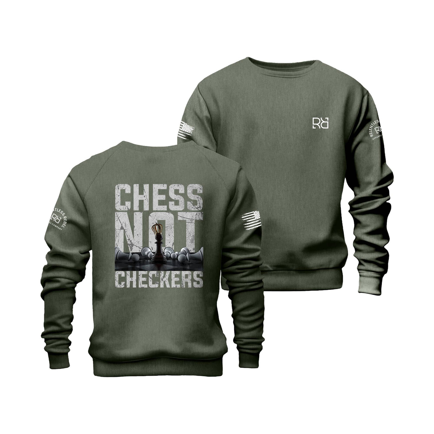 Military Green Chess Not Checkers Crew Neck Sweatshirt