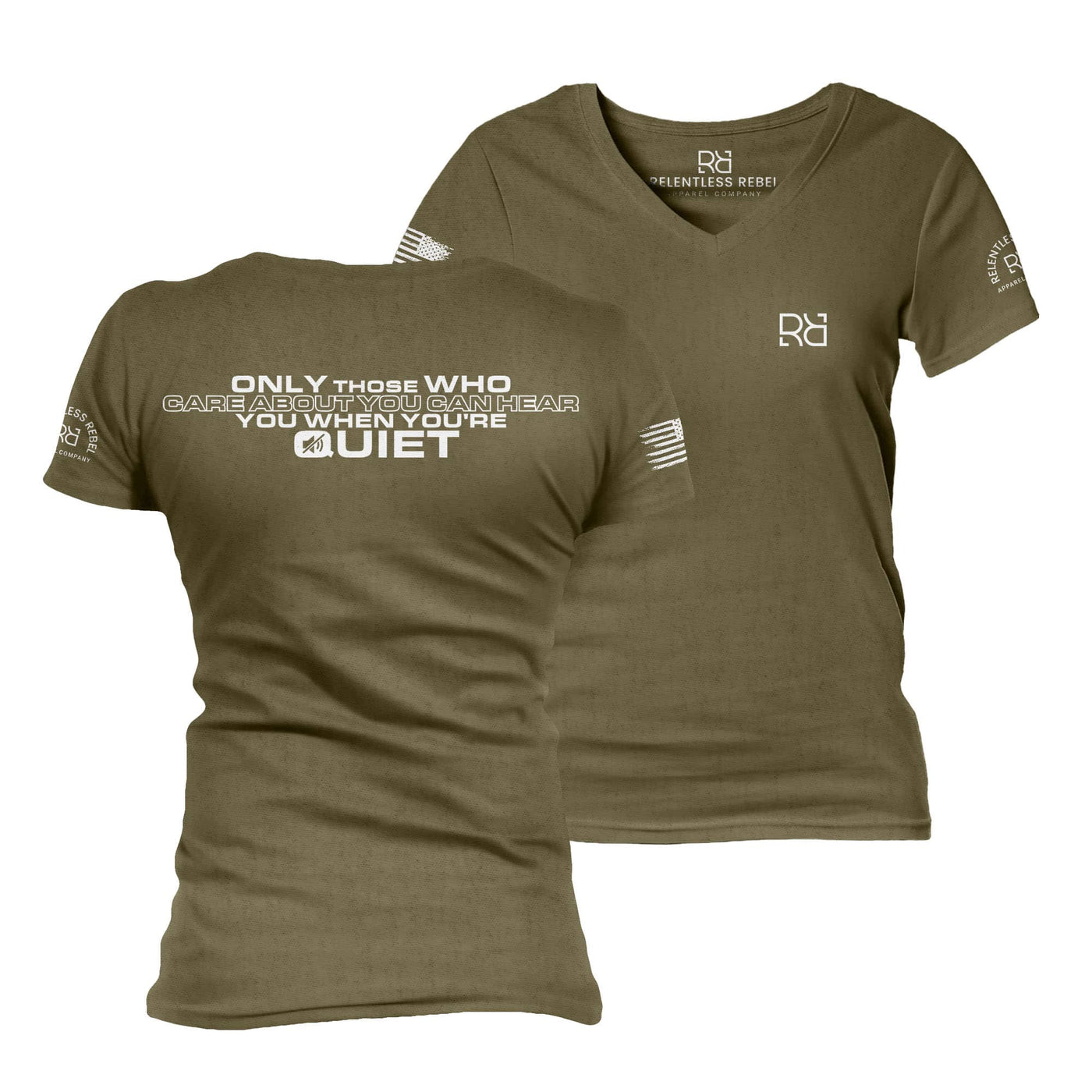 Military Green Only Those Who Care About You Women's V-Neck Tee