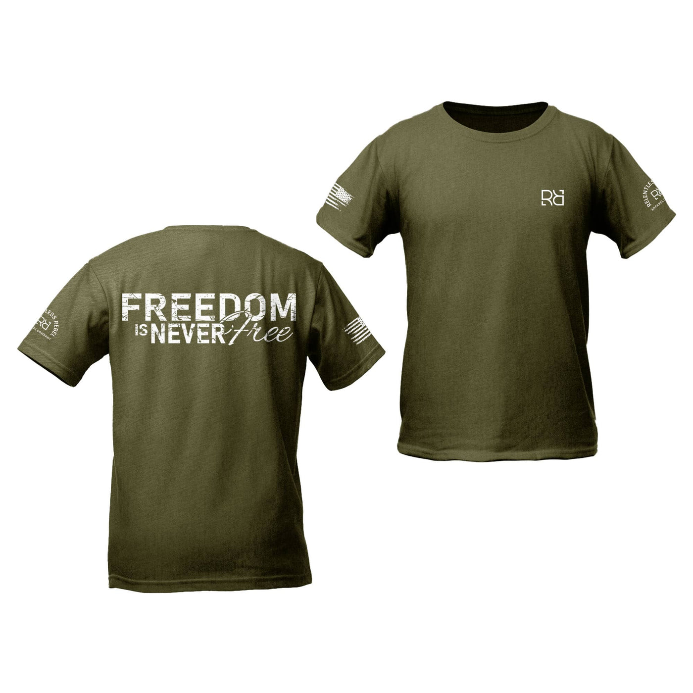 Military Green Freedom is never Free Youth Tee