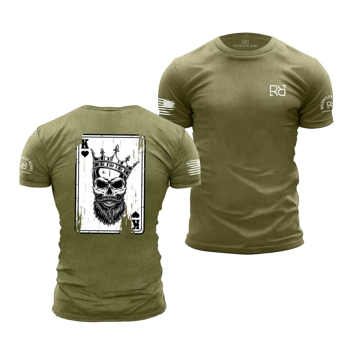 Military Green Rebel King "Rebel Ace" Heart Men's Tee