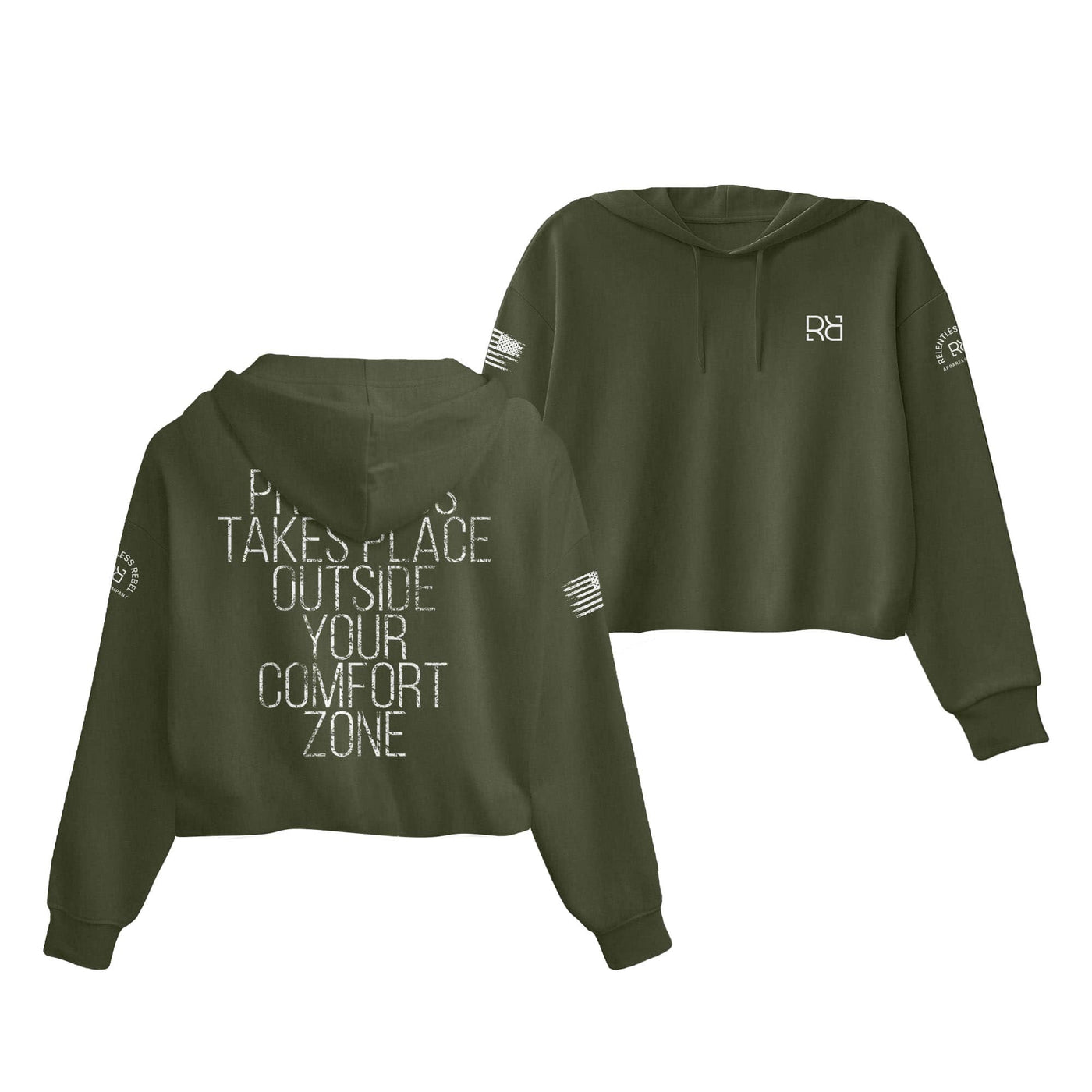 Military Green Progress Takes Place Women's Cropped Hoodie