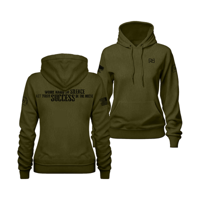 Military Green Work Hard in Silence Women's Hoodie