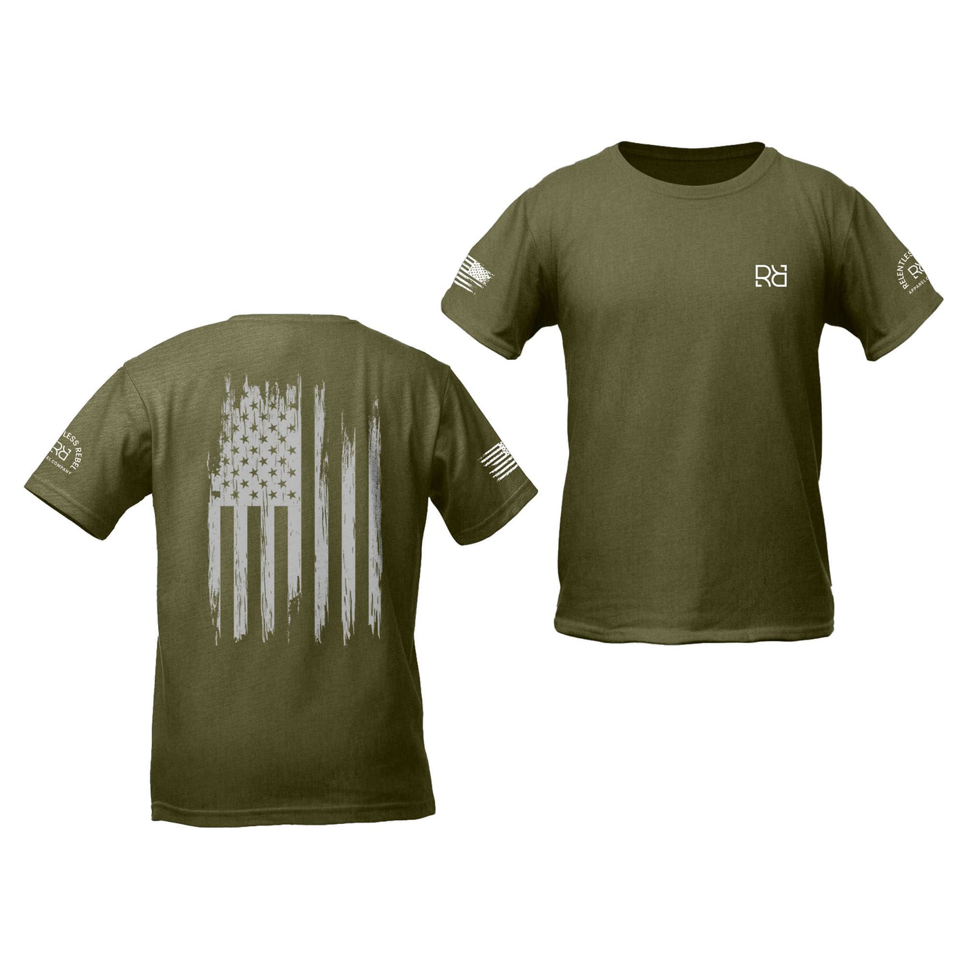 Military Green Rebel Patriot Flag Youth Tee