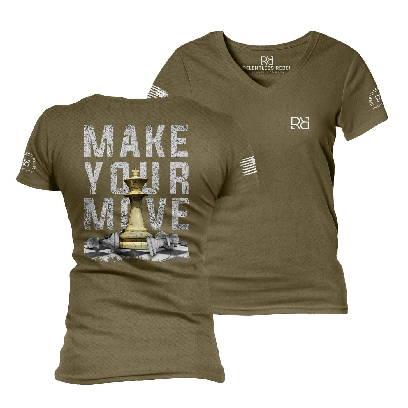 Military Green Make Your Move Women's V-Neck Tee