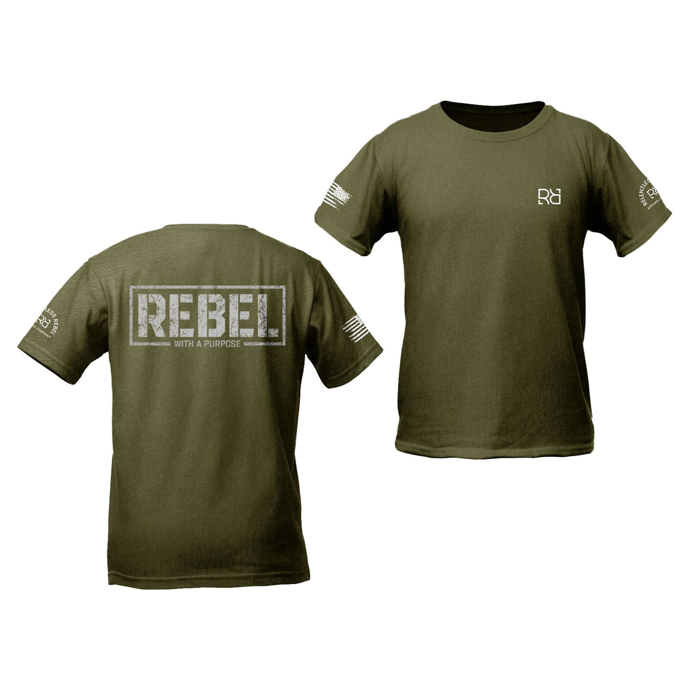 Military Green Rebel with a Purpose Youth Tee