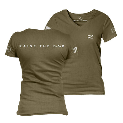 Military Green Raise the Bar Women's V-Neck Tee