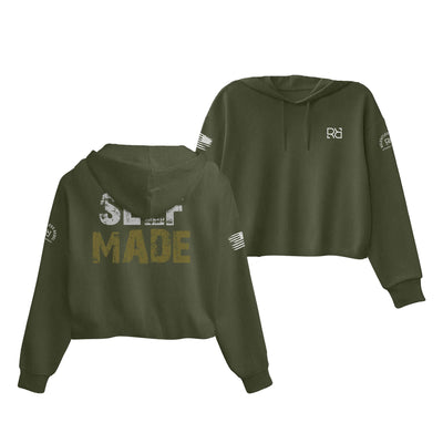 Military Green Self Made Women's Cropped Hoodie