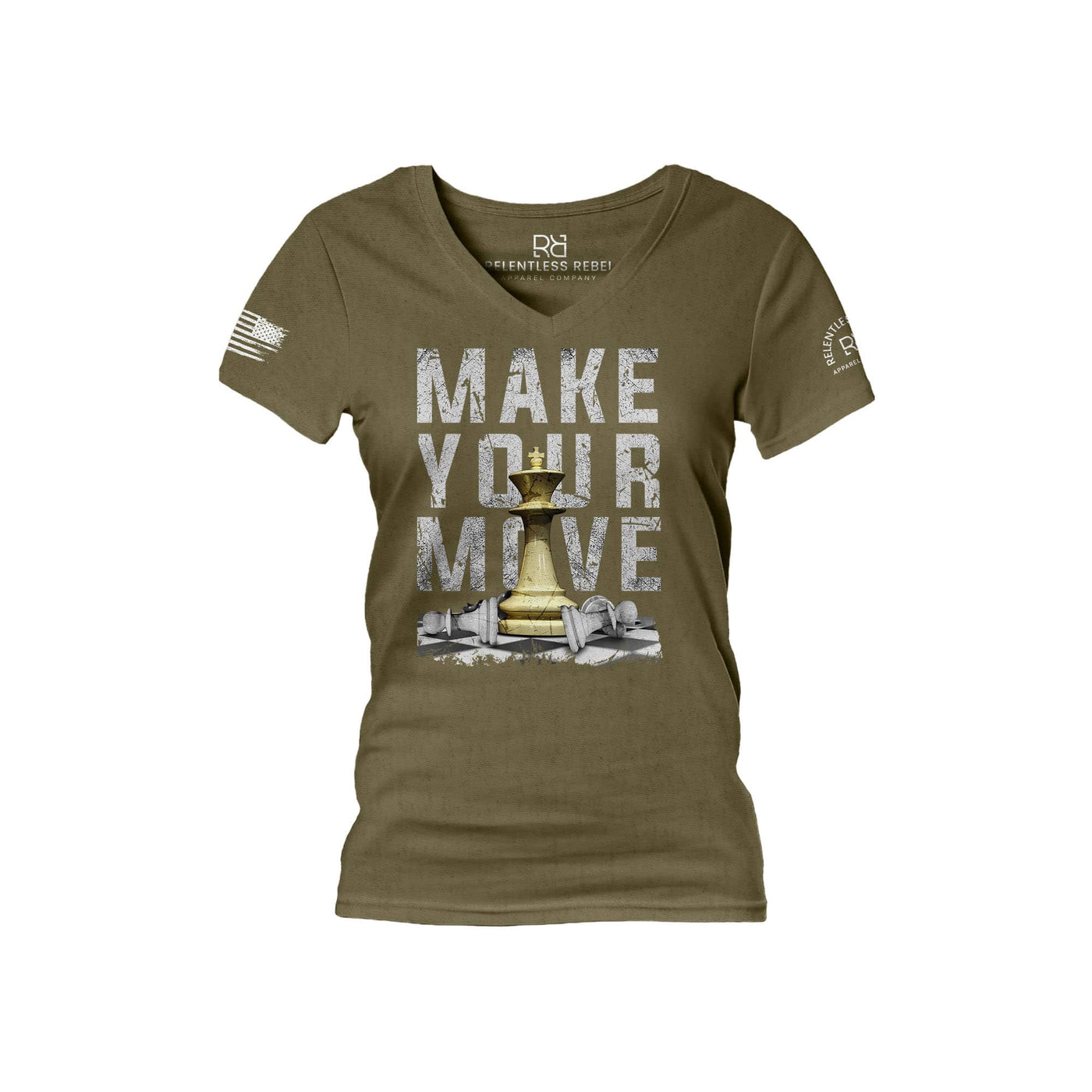 Military Green Make Your Move Women's V-Neck Tee