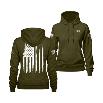 Military Green Rebel Patriot Flag Women's Hoodie