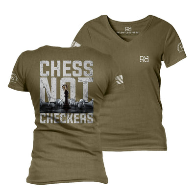 Military Green Chess Not Checkers Women's V-Neck Tee