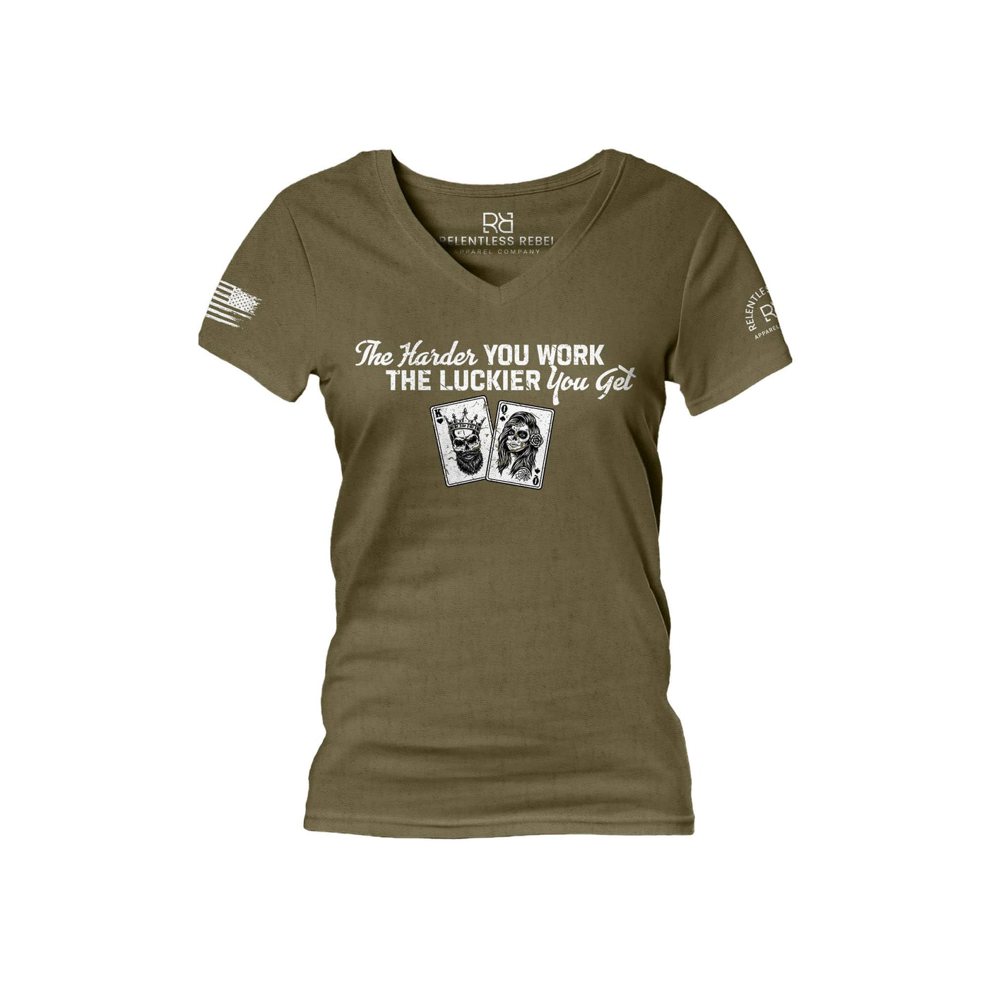 Military Green The Harder You Work Women's V-Neck Tee