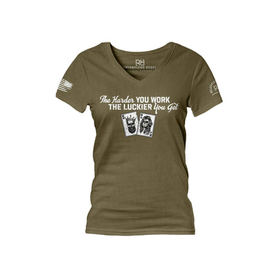 Military Green The Harder You Work Women's V-Neck Tee