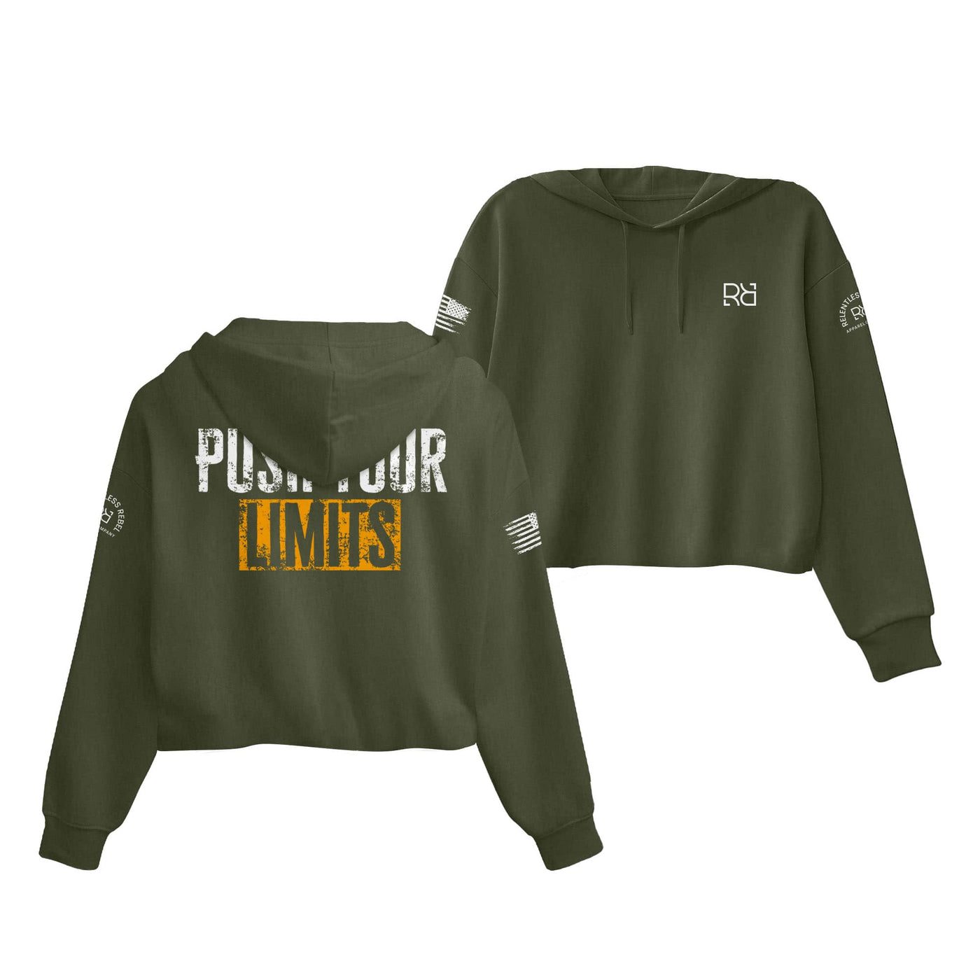 Military Green Push Your Limits Women's Cropped Hoodie