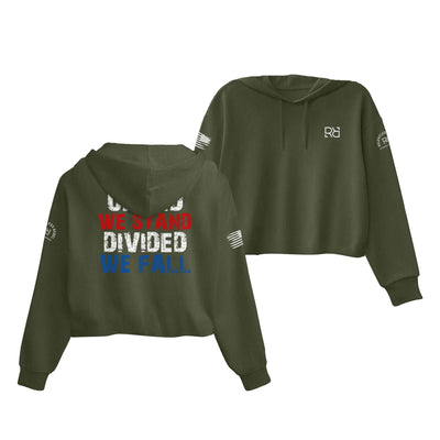 Military Green United We Stand Women's Cropped Hoodie