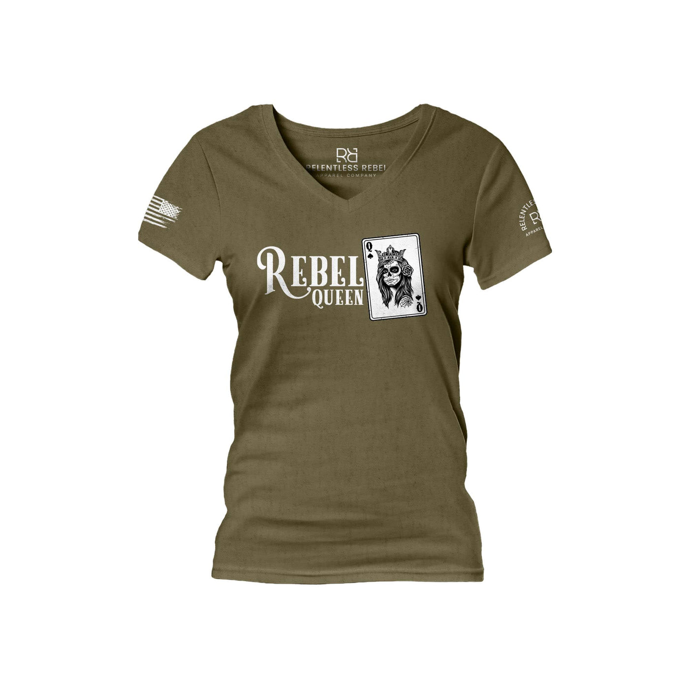 Military Green Rebel Queen Women's V-Neck Tee