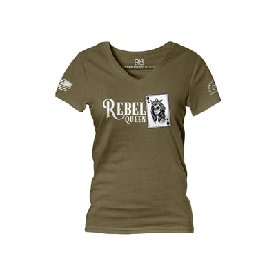 Military Green Rebel Queen Women's V-Neck Tee