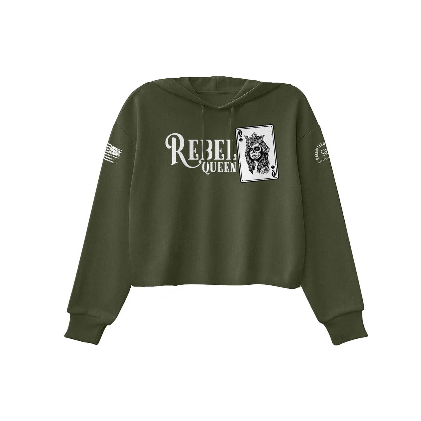 Military Green Rebel Queen Women's Cropped Hoodie