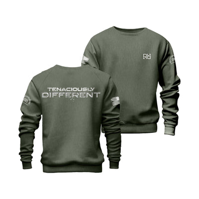 Military Green Tenaciously Different Crew Neck Sweatshirt