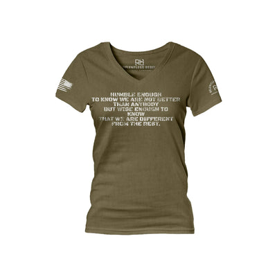 Military Green Humble Enough to Know Women's V-Neck Tee