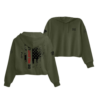 Military Green Be Relentless Women's Cropped Hoodie